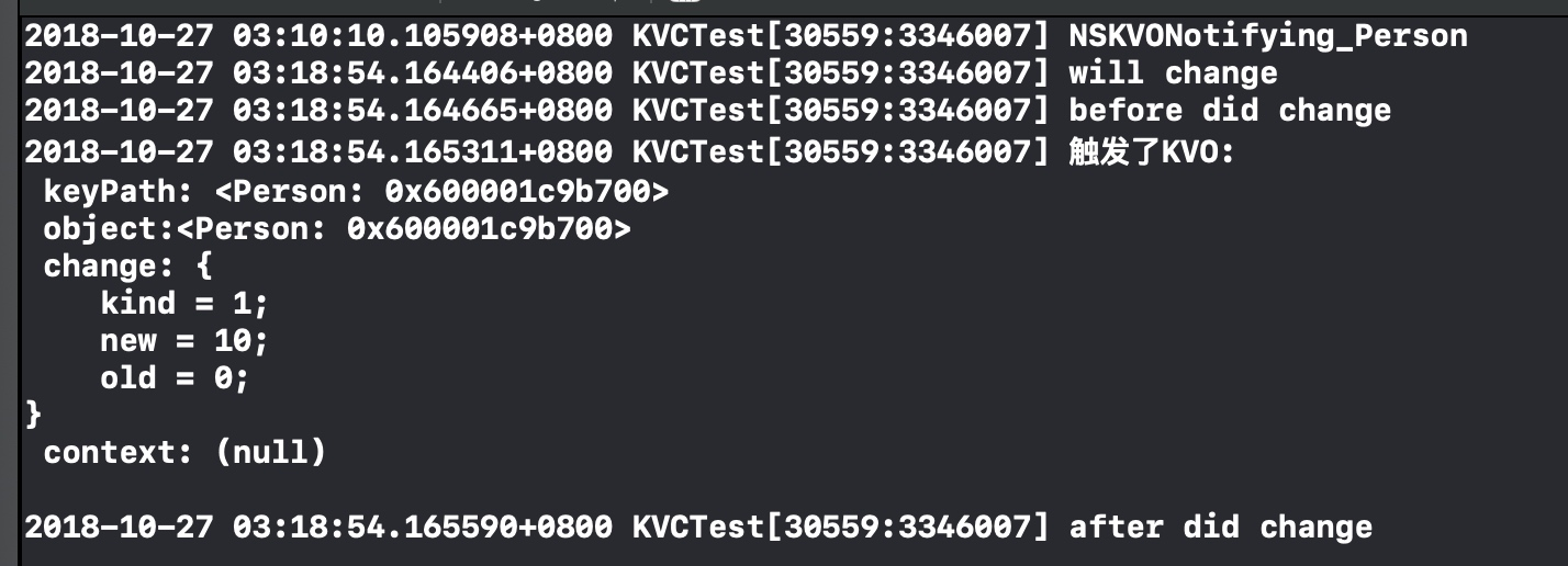 KVC成员变量改变触发KVO