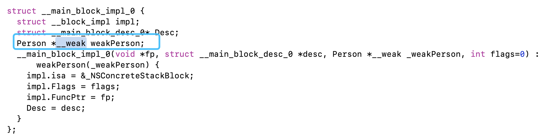 block对person弱引用