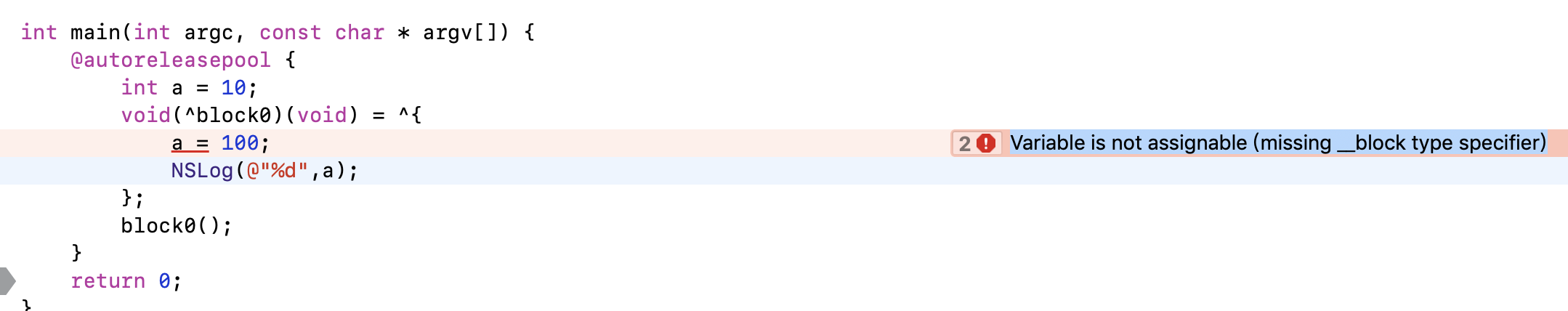 block内部更改auto变量