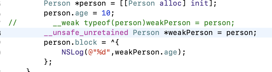 使用__weak 或者 __unsaft_unretained解决循环引用