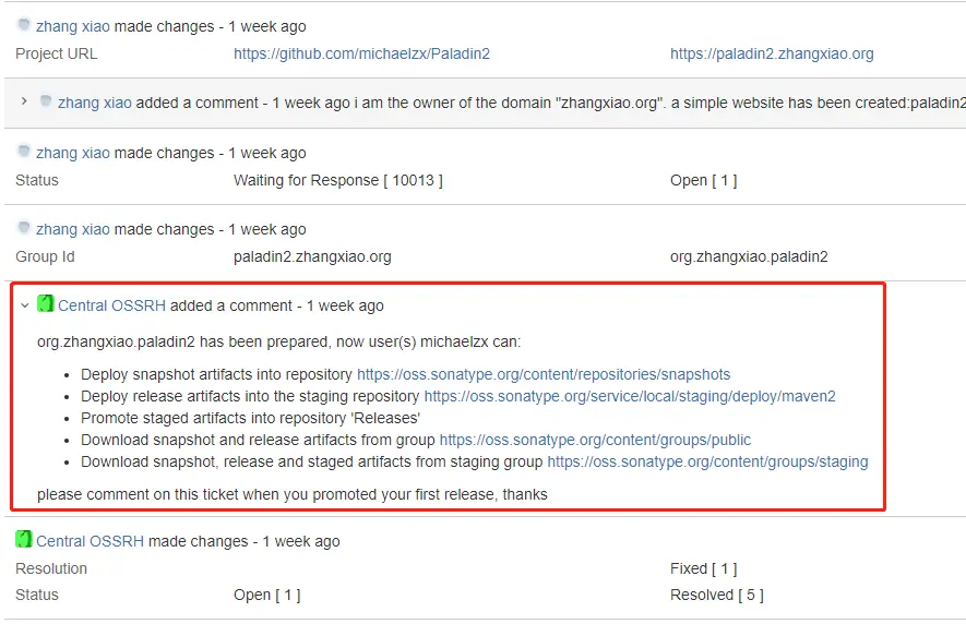 sonatype-create-issue-success