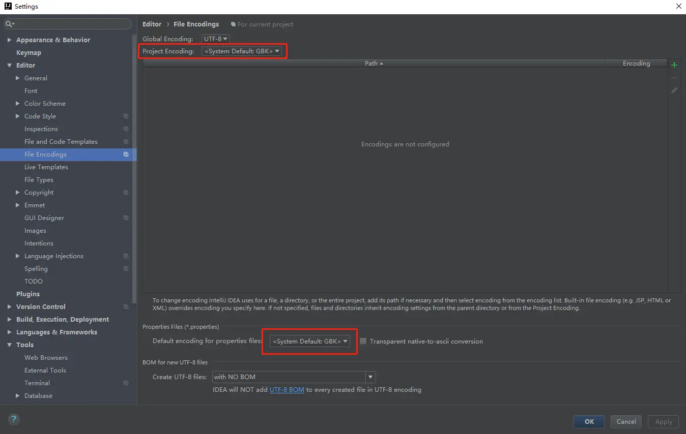 IDEA默认工程初始编码为GBK