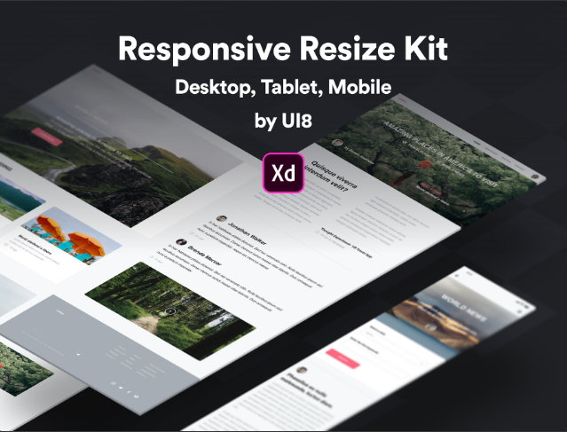 8. A handy collection of web, tablet & mobile responsive screens for XD