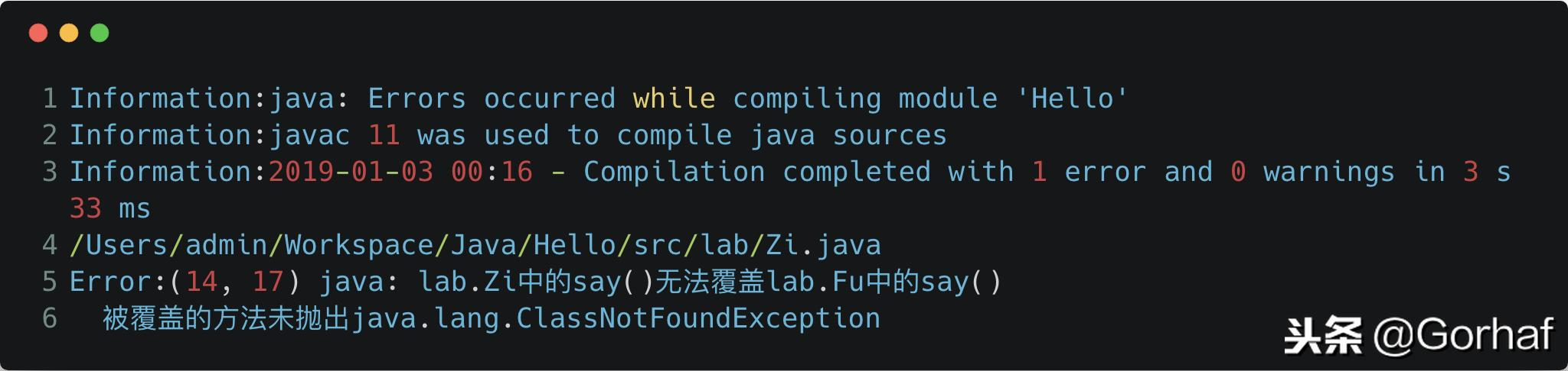 “全栈2019”Java异常第十一章：重写方法时只能抛出父类异常子集