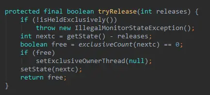 tryRelease方法实现