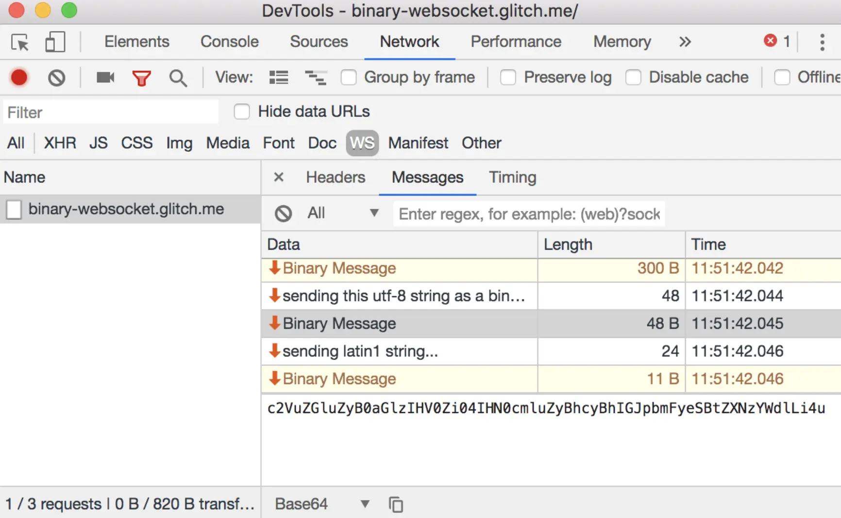 将二进制消息查看为Base64