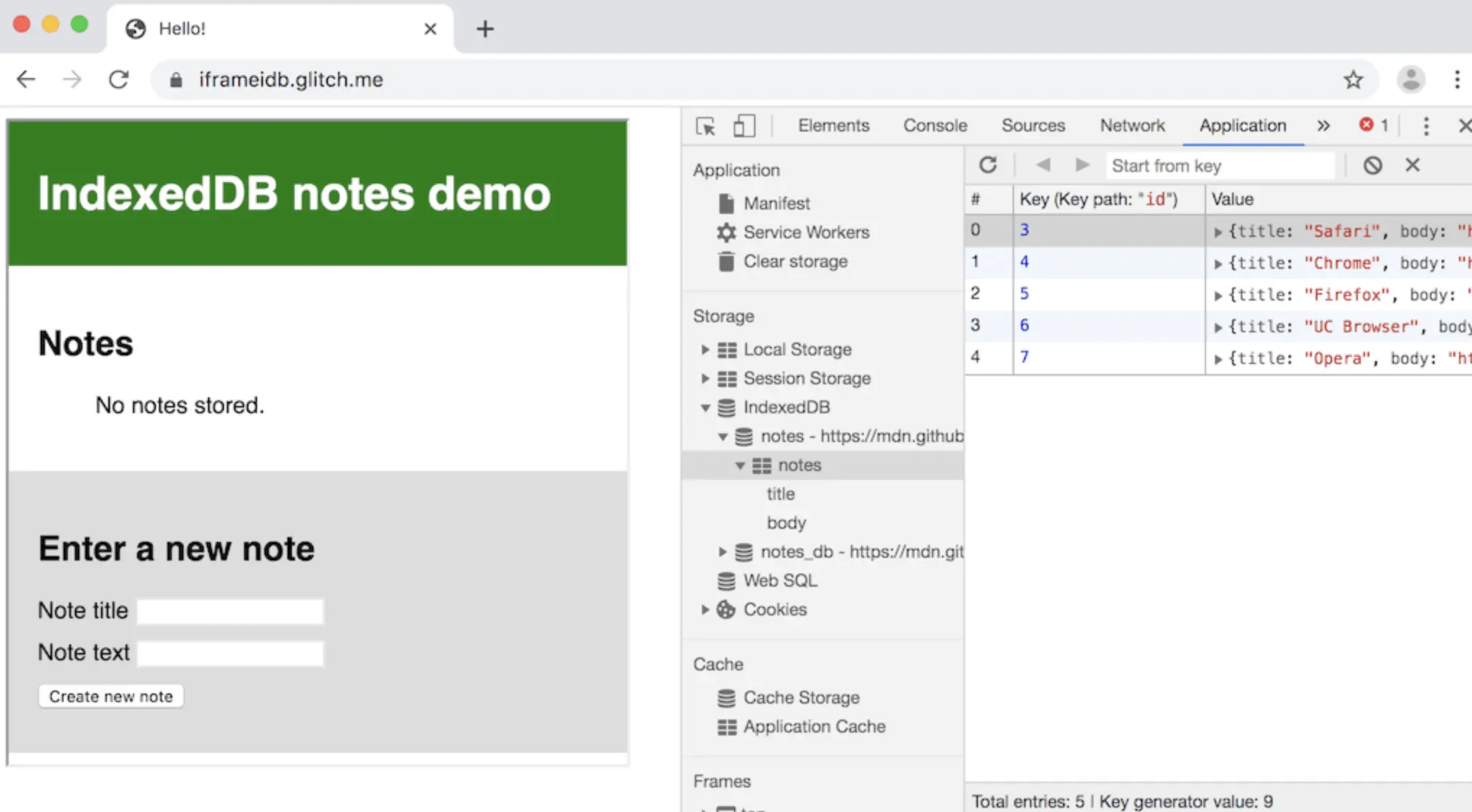 新的行为。 该演示的数据库是可见的。