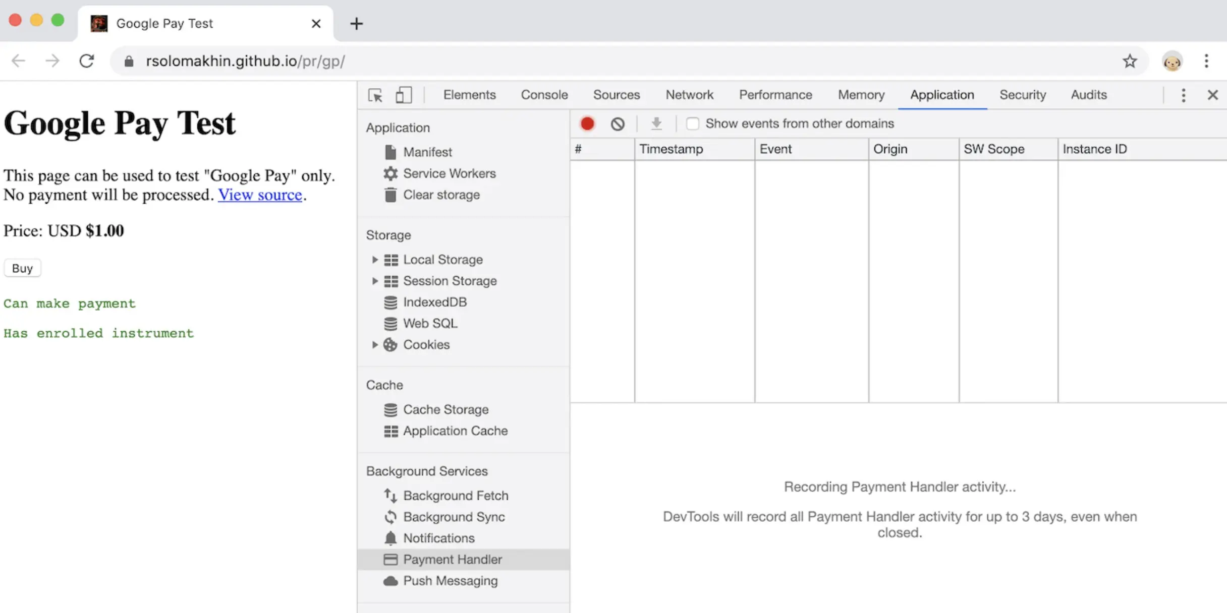 记录付款处理程序事件。