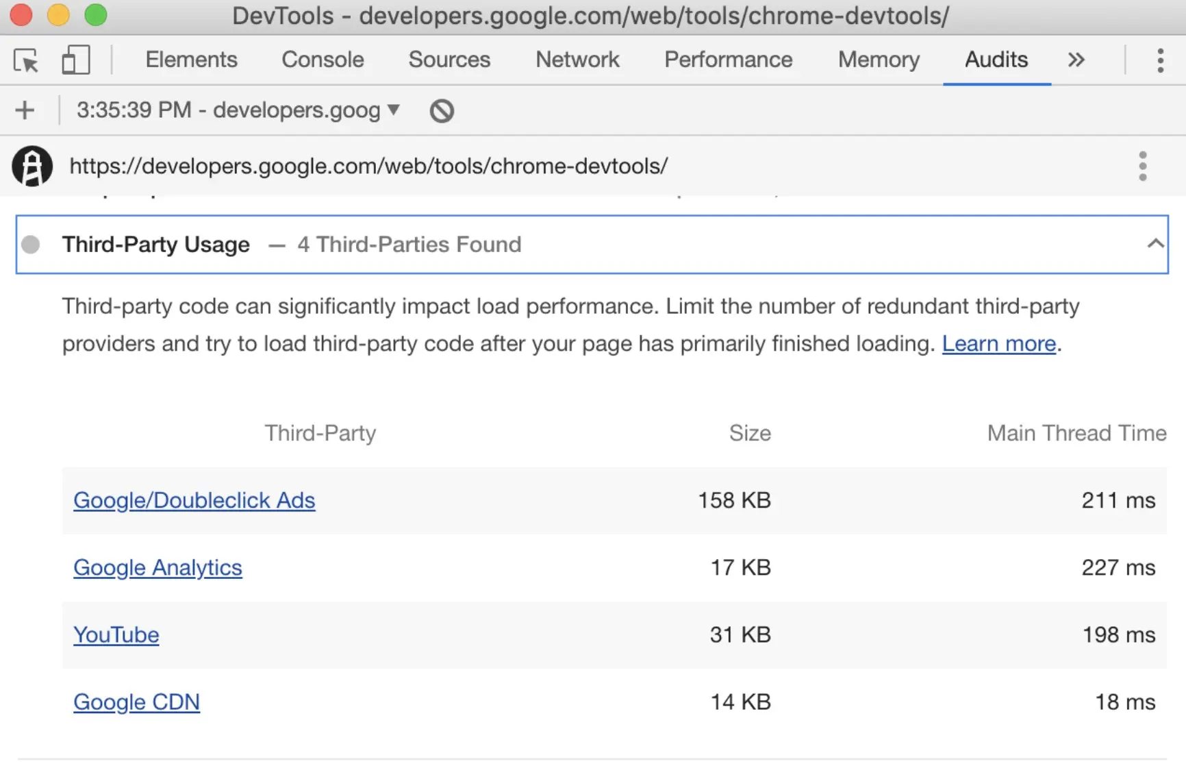 Lighthouse报告用户界面中