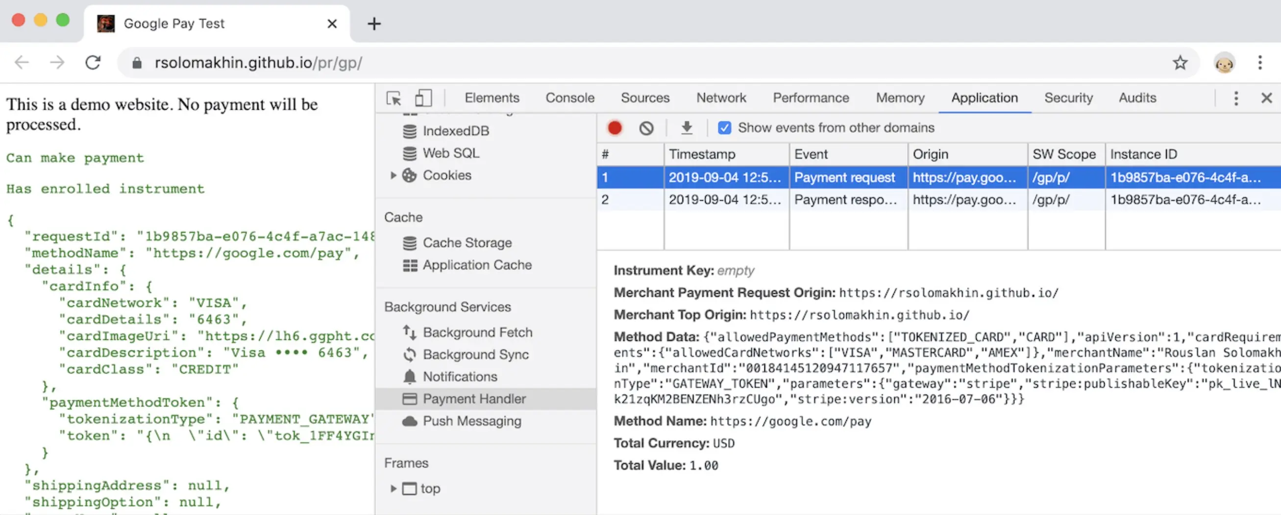 查看付款处理程序事件。