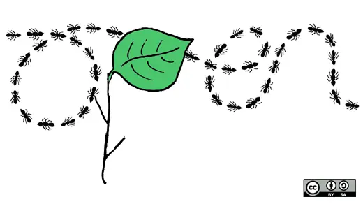 Ants and a leaf making the word