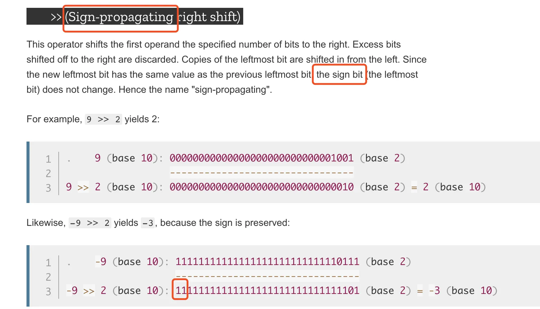 有符号右移) 和`>>>`(无符号右移)区别这翻译我真的不想说啥。直接看MDN英文吧： sign-propa - 掘金