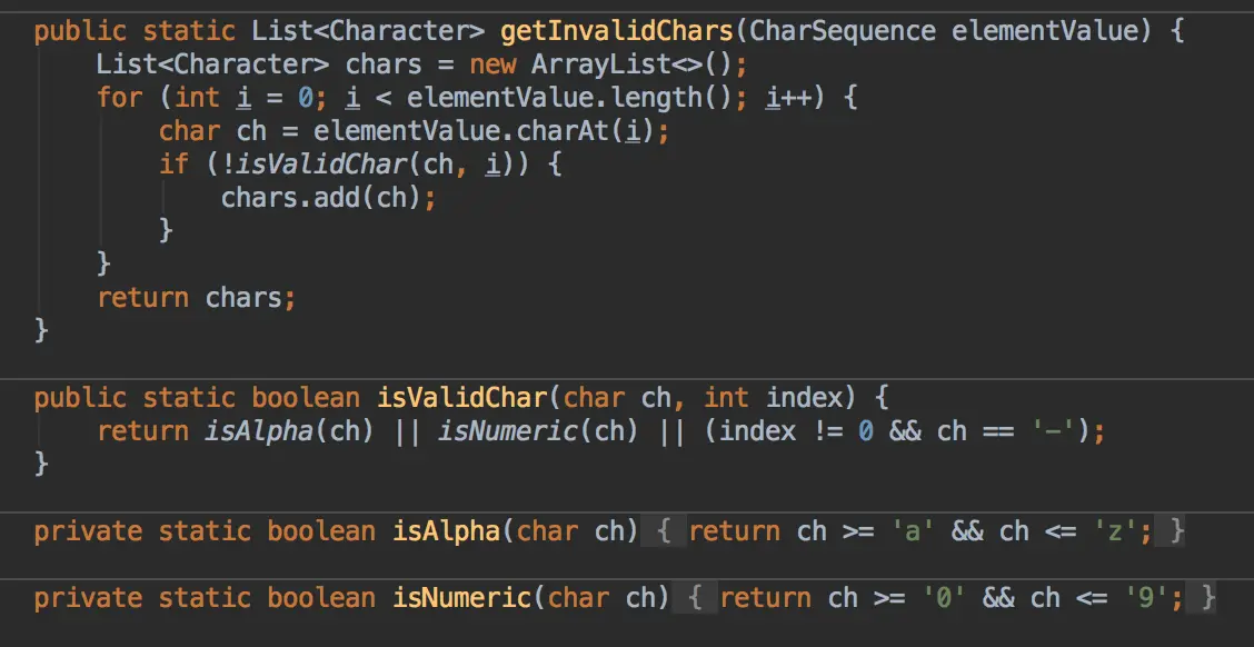 ElementValidator.getInvalidChars(elementValue)方法