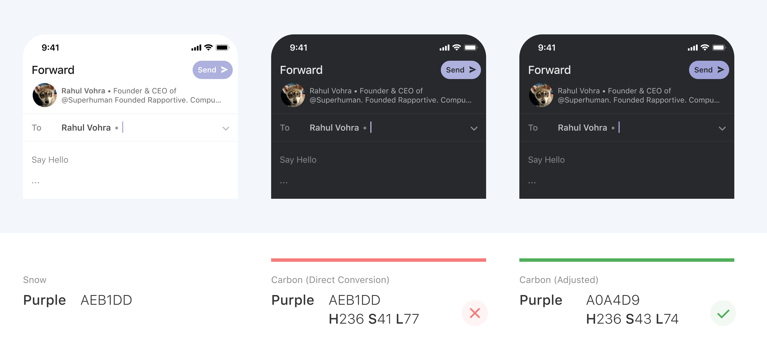 为暗色的主题创造更深的颜色；保持色调，降低亮度，增加饱和度。