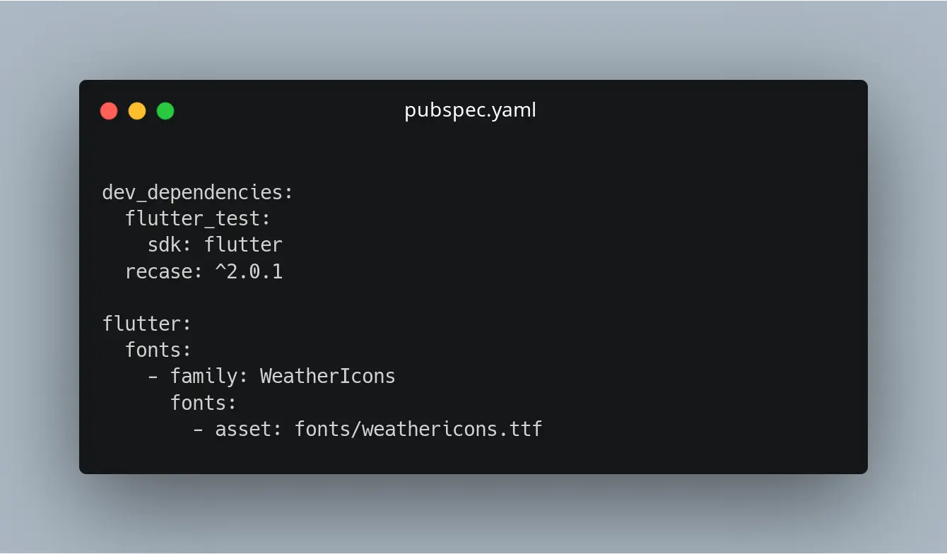 Add the fonts like this, replacing WeatherIcons with MyAwesomeIcons or whatever suits :)