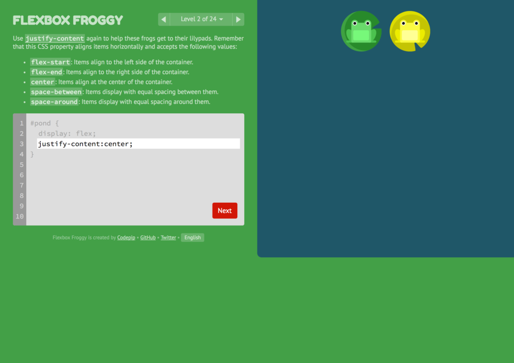 Flexbox Froggy 小游戏