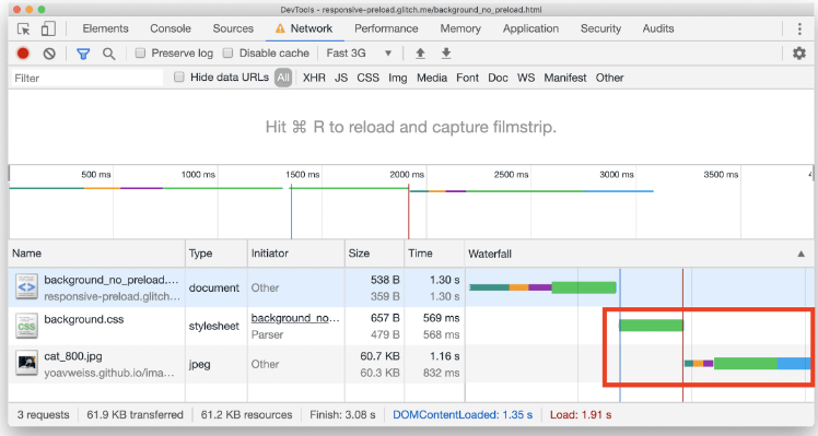 Chrome DevTools网络面板的屏幕截图