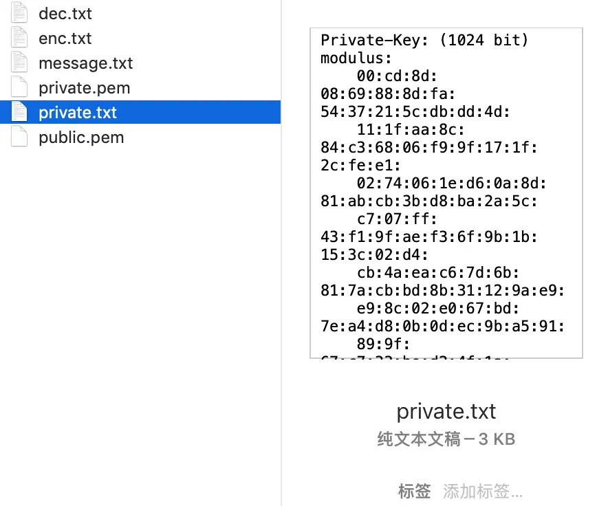 步骤6：输出查看的私钥txt文件 private.txt .png