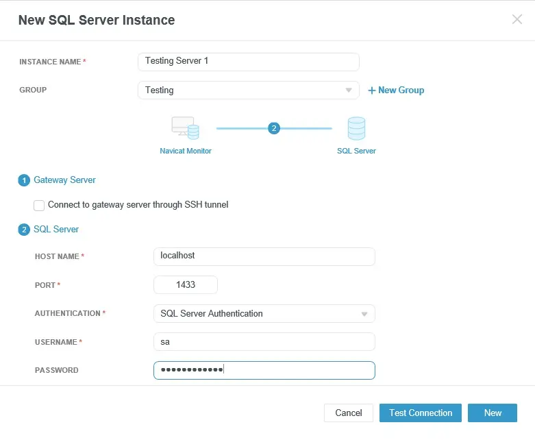 使用Navicat Monitor监视SQL Server实例