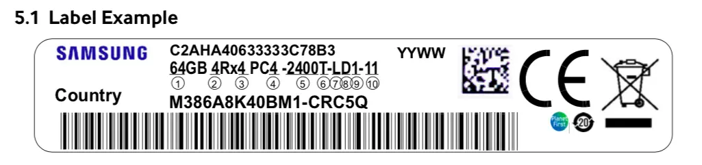 三星内存标签示意图