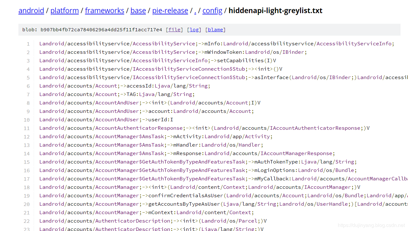 入灰名单的非受限 API 的列表