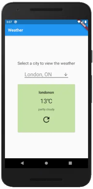 手机上的Flutter Weather App