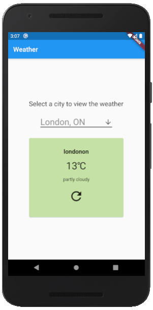 手机上的Flutter Weather App
