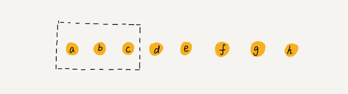 先记录 a,b,c 已被删除，等到数组存储空间不够的时候一块移除，后续数据只需迁移一次