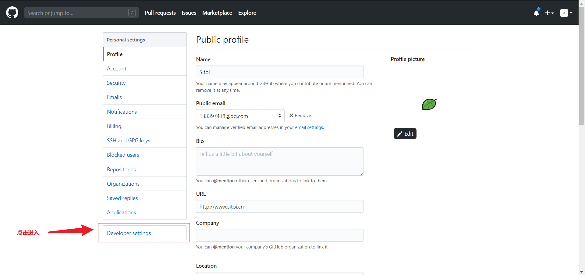 Developer settings