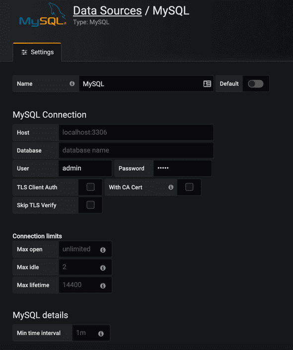 grafana mysql setting