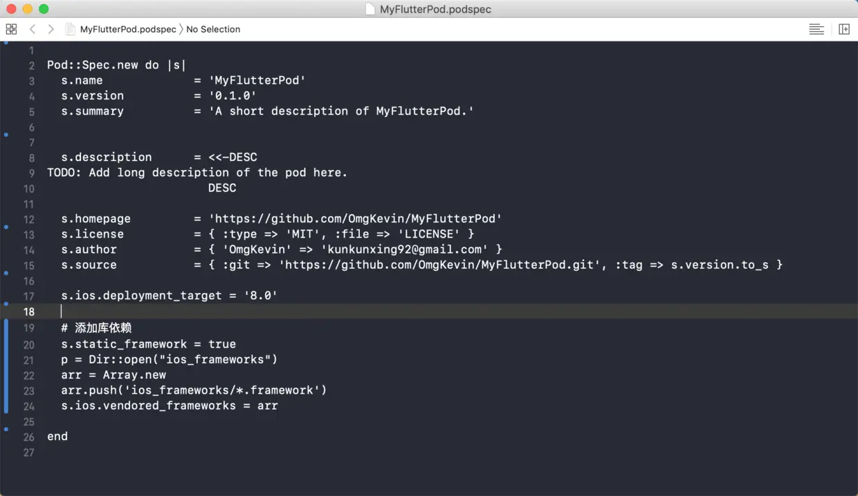 MyFlutterPod.podspec文件