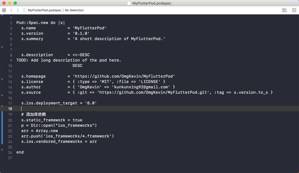 MyFlutterPod.podspec文件