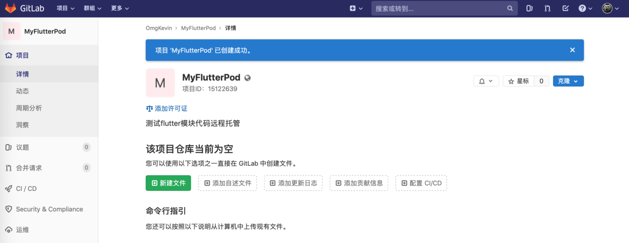 远程pod仓库创建成功
