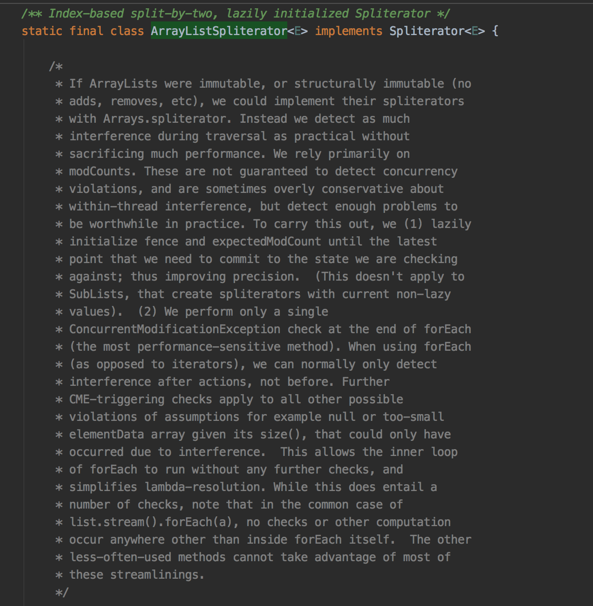 ArrayListSpliterator