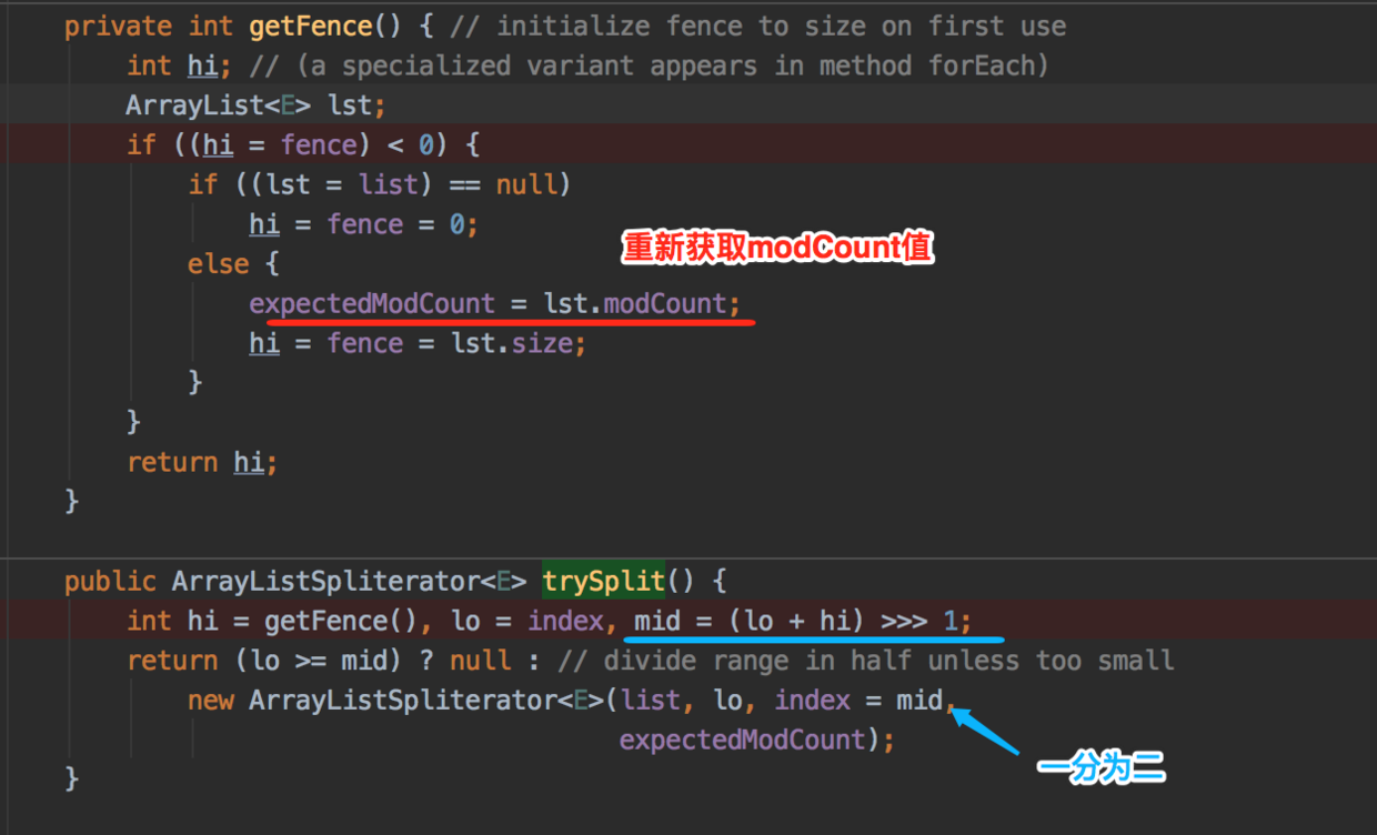 ArrayListSpliterator#trySplit