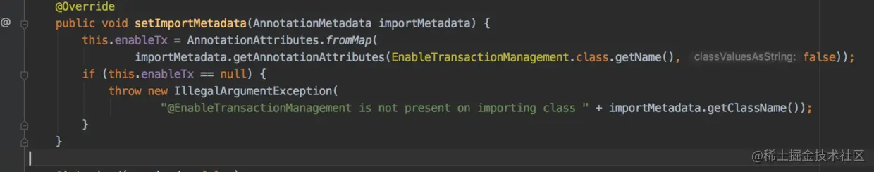AbstractTransactionManagementConfiguration#setImportMetadata