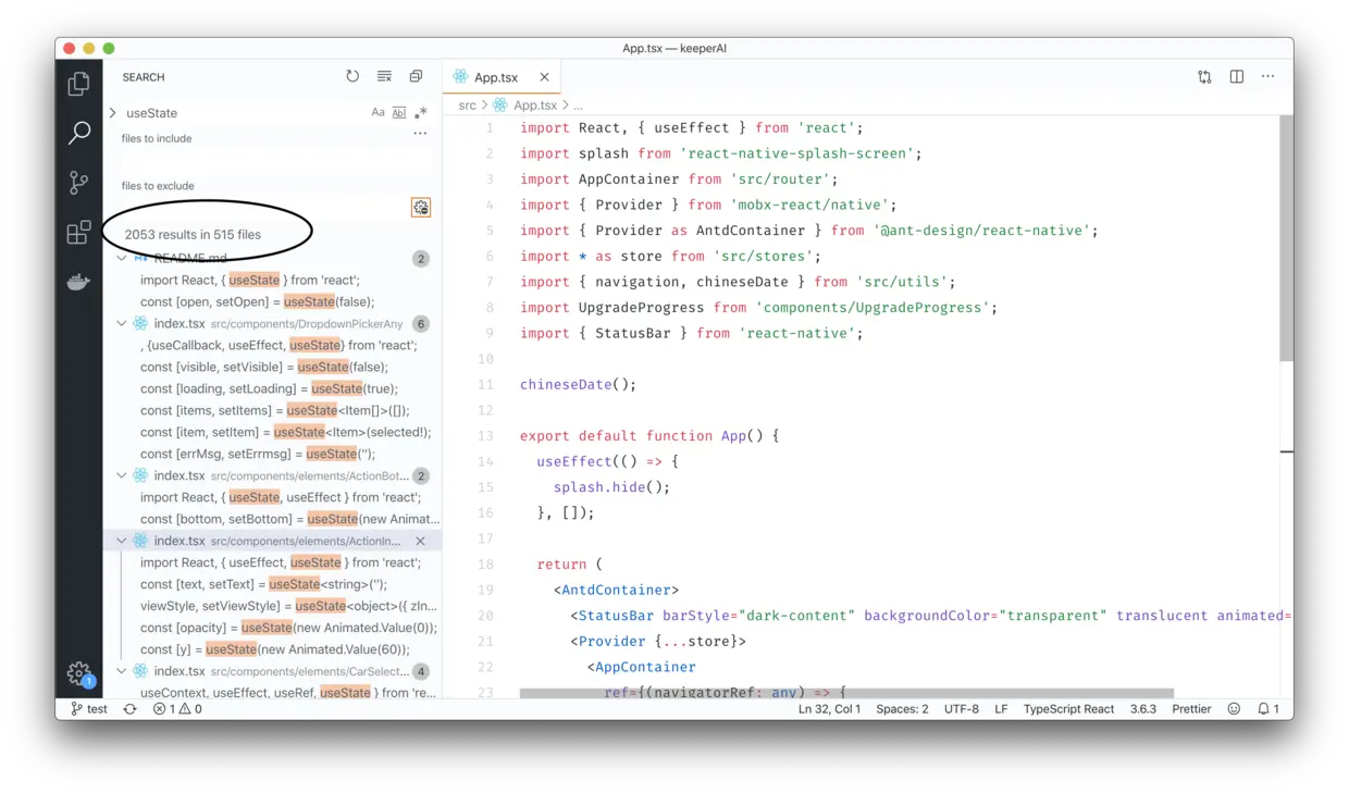 截止目前为止，其中一个项目useState使用2053次