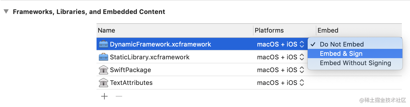 Embed & sign .xcframework