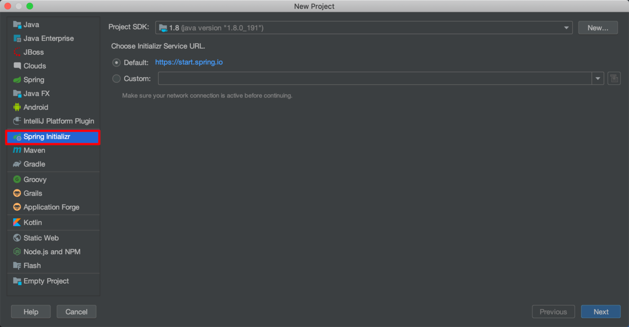 选择Spring Initializr