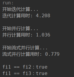 streamFibonacci 10 线程并行计算的结果