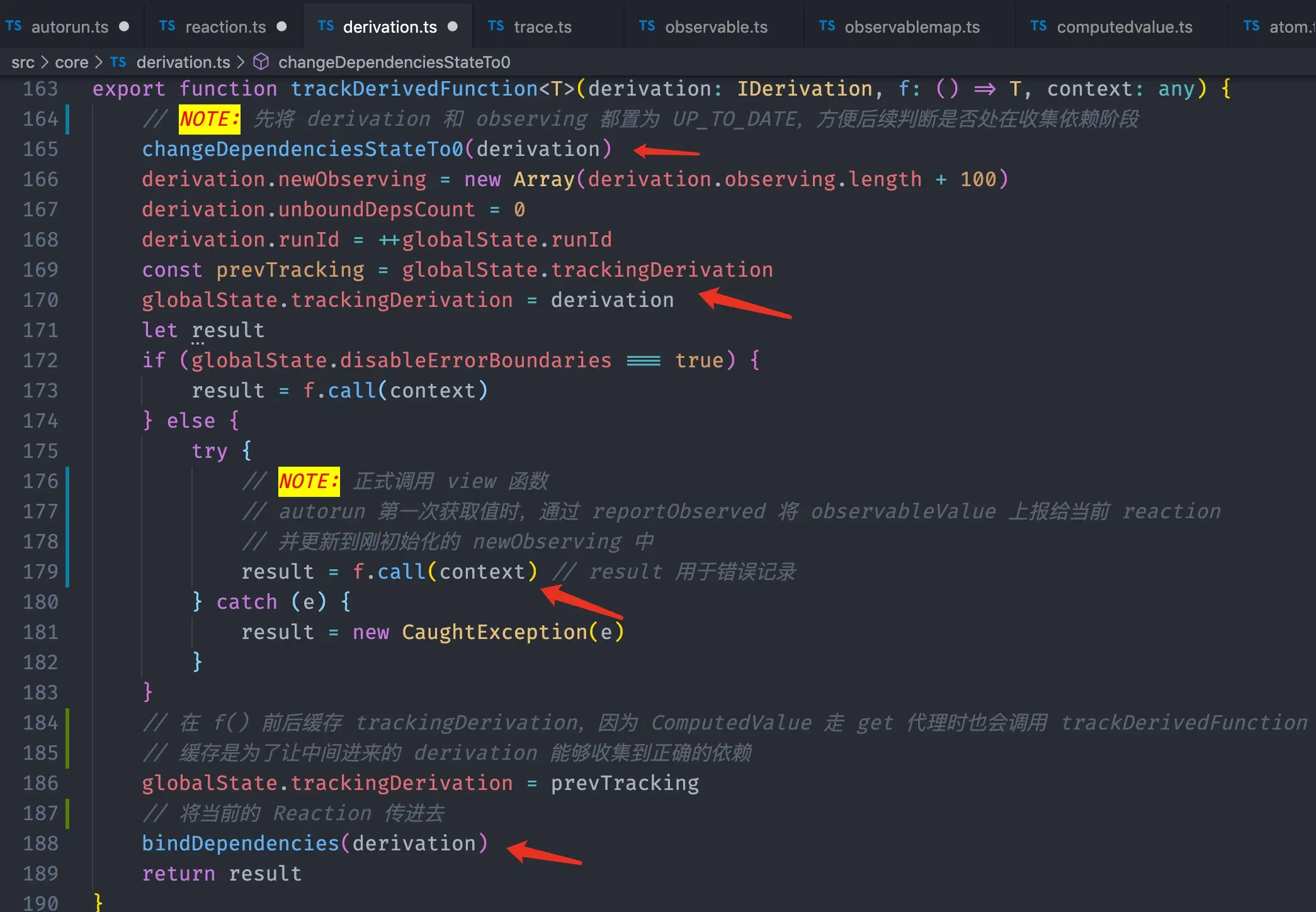 trackDerivedFunction