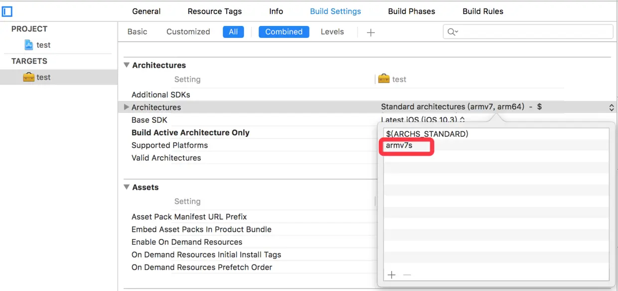 在Architectures下增加armv7s