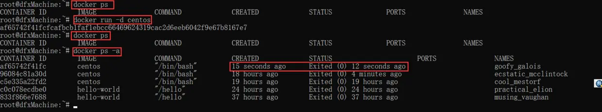 docker run -d centos