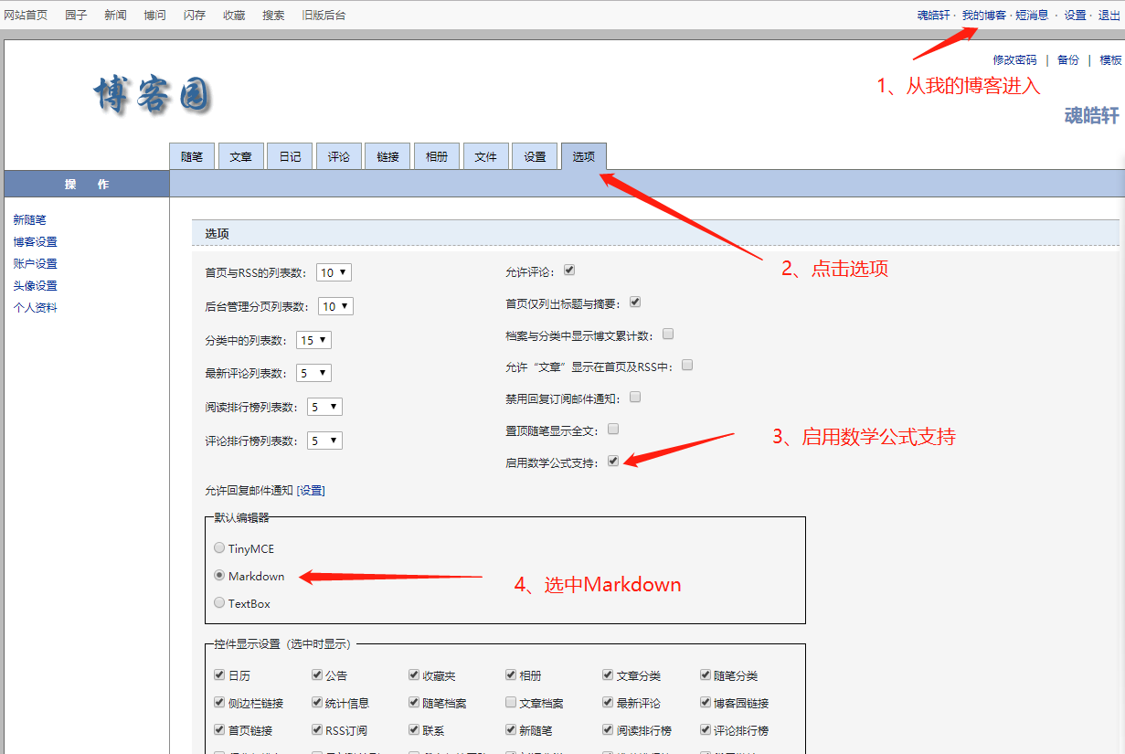 博客园设置Markdown编辑模式