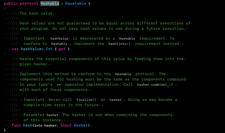 Hashable遵从Equatable协议
