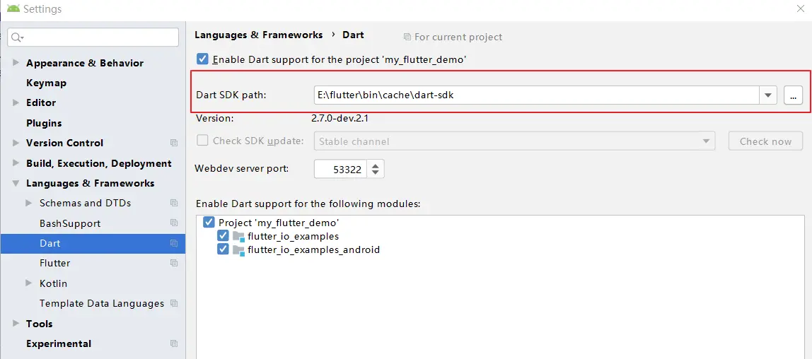 dart sdk path