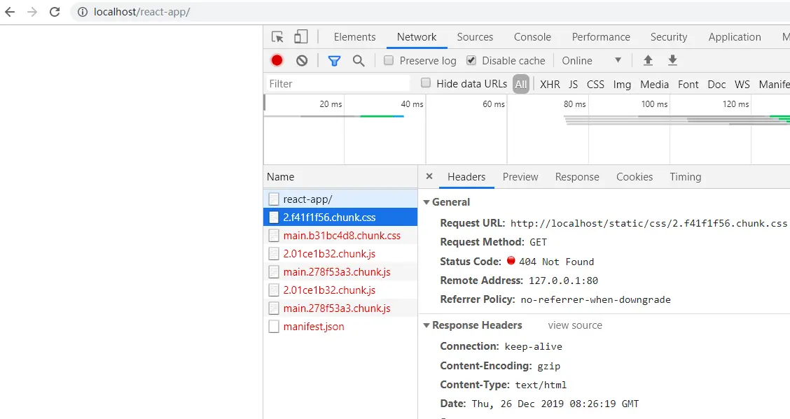 部署react、vue单页面静态应用-react默认项目路径报错