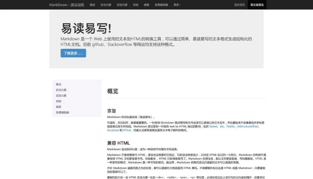 Markdown官网首页