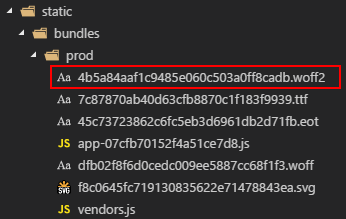 待加载的字体文件以及JS文件在项目中的位置