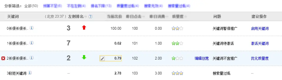 广告投放系统中的表格